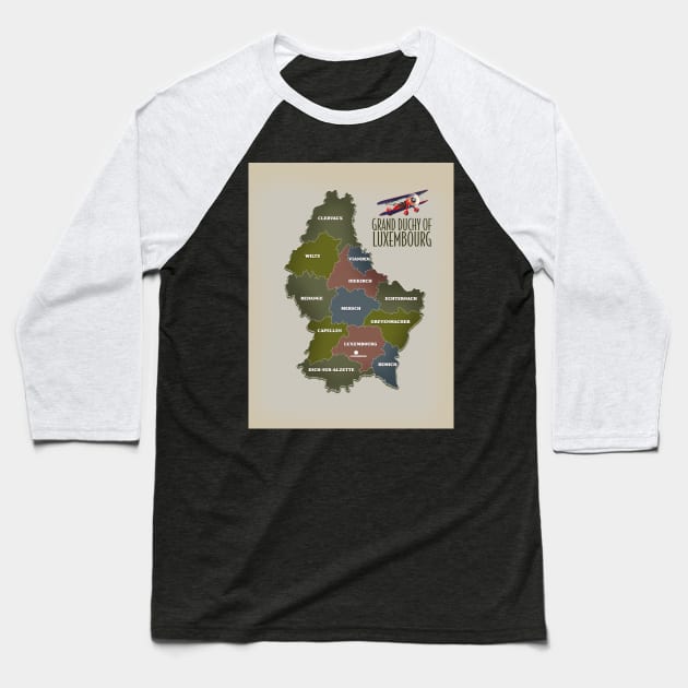 Grand Duchy of Luxembourg map, Baseball T-Shirt by nickemporium1